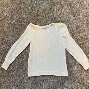 NWT Loft Cream Light Jersey Sweatshirt With Shoulder Accents